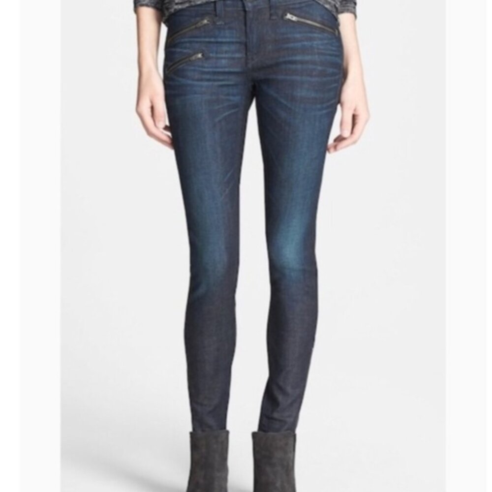 Rag & Bone Women's 29 Jean Dark Wash Kensington W1522K520ND Dark Zippers Moto